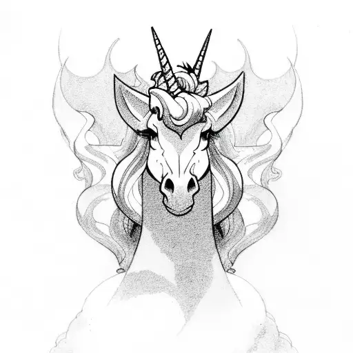 unicorn from last unicorn movie tattoo design idea