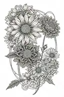 sewing needle and thread and daisies queen Anne's lace tattoo design idea