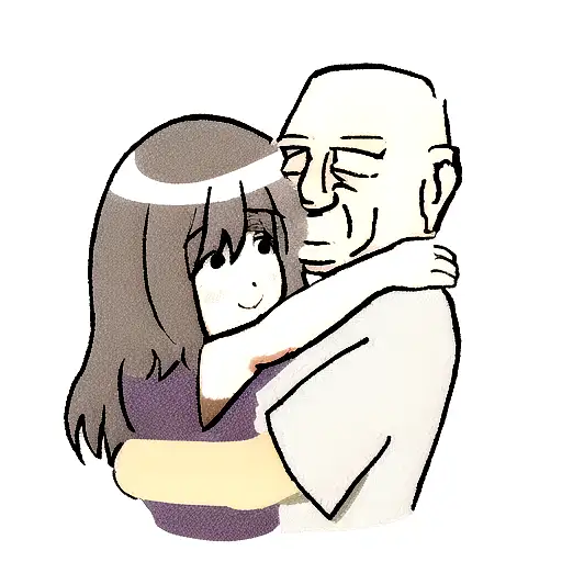 girl hugging grandpa tattoo design idea