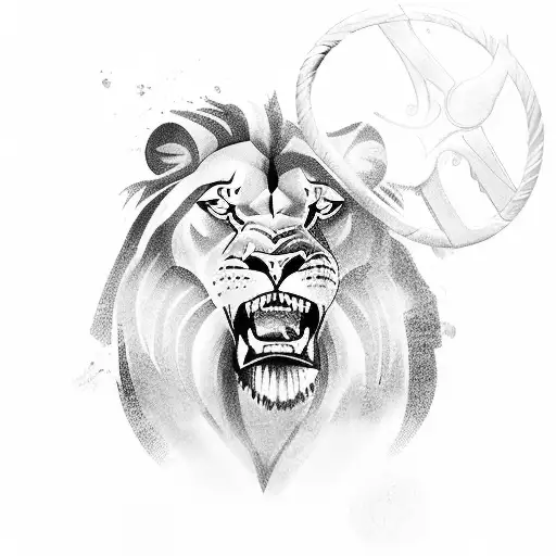 gladiator with lions tattoo design idea