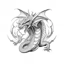 Dragon red tattoo design idea