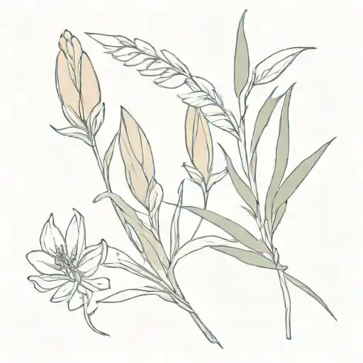 , white sage, prairie crocus, wheat bundle tattoo design idea
