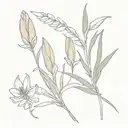 , white sage, prairie crocus, wheat bundle tattoo design idea