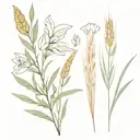 , white sage, prairie crocus, wheat bundle tattoo design idea
