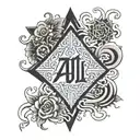 philosophers stone with the number 41 and maktub  tattoo design idea