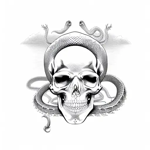 Snake with skeletons  tattoo design idea