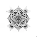 A stylized representation of a spinal column intertwined with delicate flowers tattoo design idea