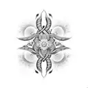 A stylized representation of a spinal column intertwined with delicate flowers tattoo design idea
