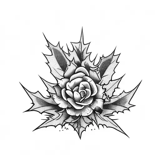 holly plant quarter sleeve tattoo design idea