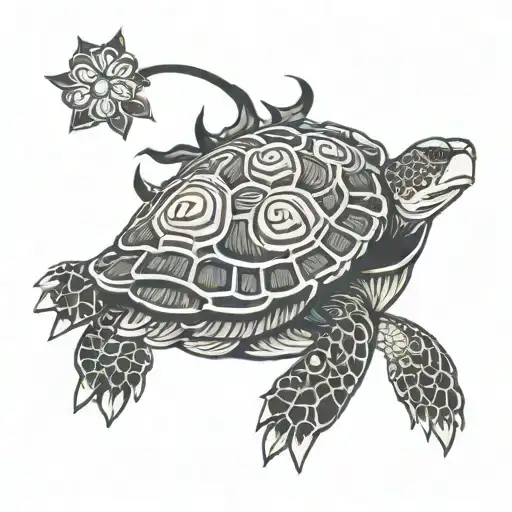 turtle with headband tattoo design idea