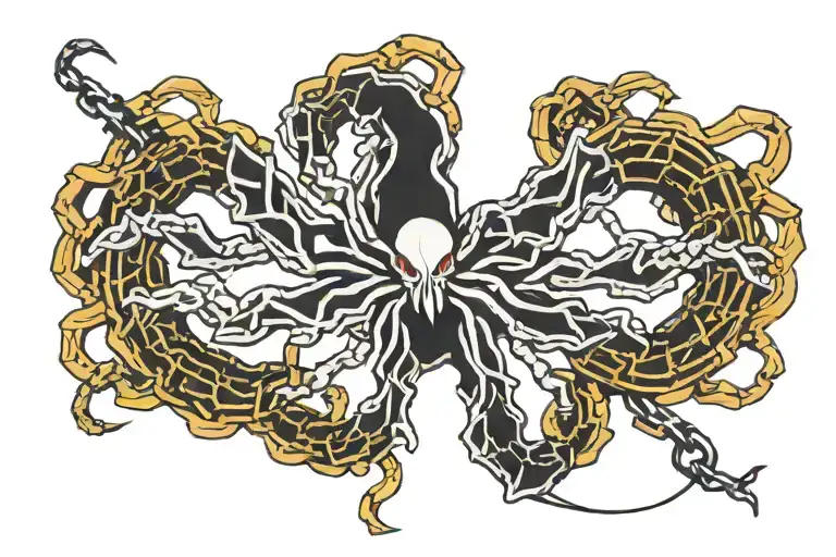 kurapikas judgement chain wrapped around a phantom troupe spider tattoo design idea