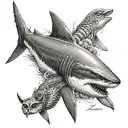 shark and owl with the word survivor tattoo design idea