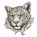 snow leopard , attacking, rabbit  tattoo design idea