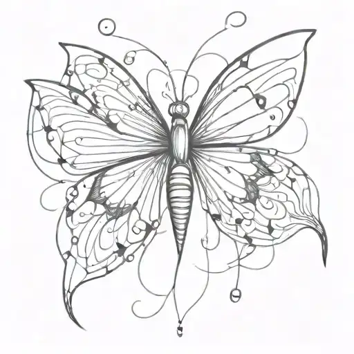 buterfly with weird lines forming tattoo design idea
