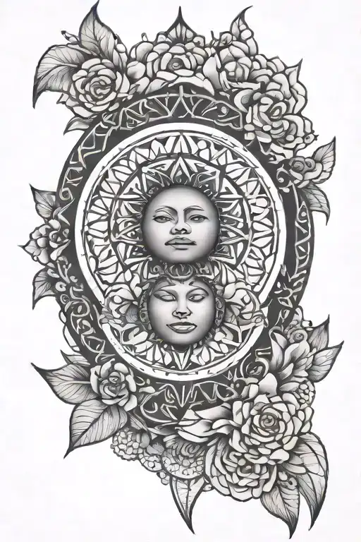 moon mandela sleeve arm tattoo tattoo design idea