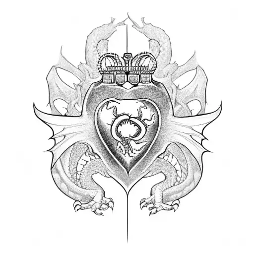 Claddagh with dragon claws tattoo design idea