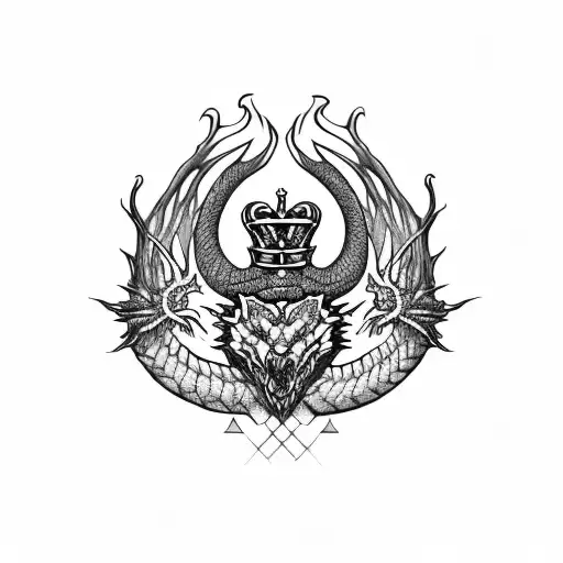 Claddagh with dragon claws wolf crown tattoo design idea