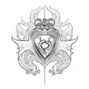 Claddagh with dragon claws tattoo design idea