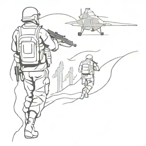 battlefield scene with soldiers tattoo design idea