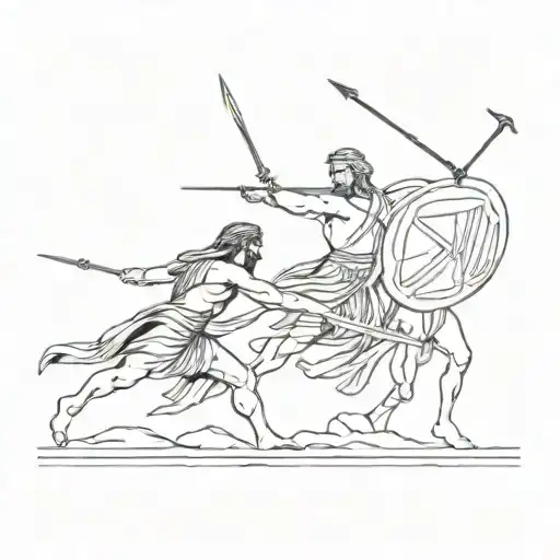 Ancient Greek battle scene tattoo design idea