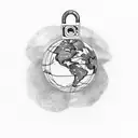 padlock with an Earth in front of it tattoo design idea