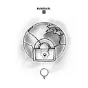 padlock with an Earth in front of it tattoo design idea