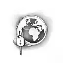 padlock with an Earth in front of it tattoo design idea