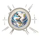 open shackle with an Earth in front of it tattoo design idea