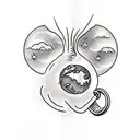 open shackle with an Earth in front of it tattoo design idea