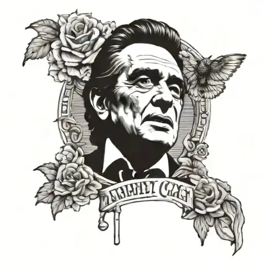 tattoo with Johnny Cash, iggy pop, The Beatles, Willie nelson, Rita Lee and Gilberto Gil tattoo design idea