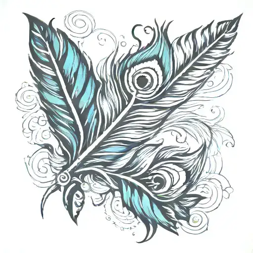 trishul and peacock feather feather feather tattoo design idea
