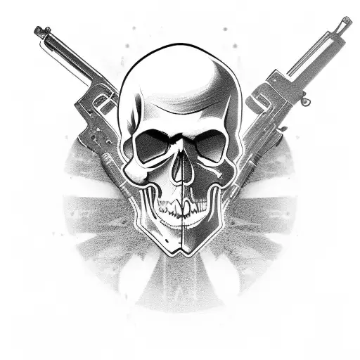 gangster skull with gun tattoo design idea