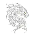 simple dragon, long tail, drawn like lightning tattoo design idea