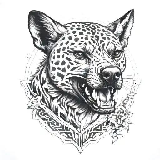 A hybrid design of a hyena and a pitbull representing strength and loyalty in the face of adversity tattoo design idea