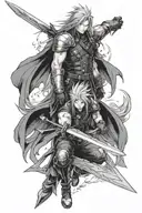 cloud strife and sephiroth tattoo design idea
