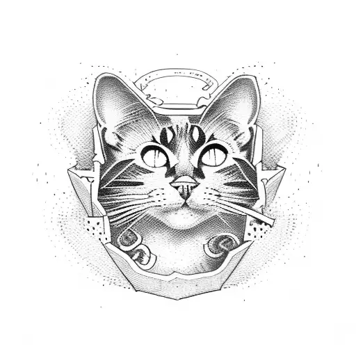 black Cat in a box  tattoo design idea