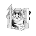 black Cat in a box  tattoo design idea