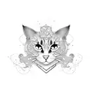 black Cat in a box  tattoo design idea