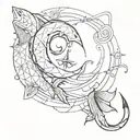 Incorporate a fishing hook into a geometric pattern tattoo design idea
