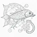Incorporate a fishing hook into a geometric pattern tattoo design idea