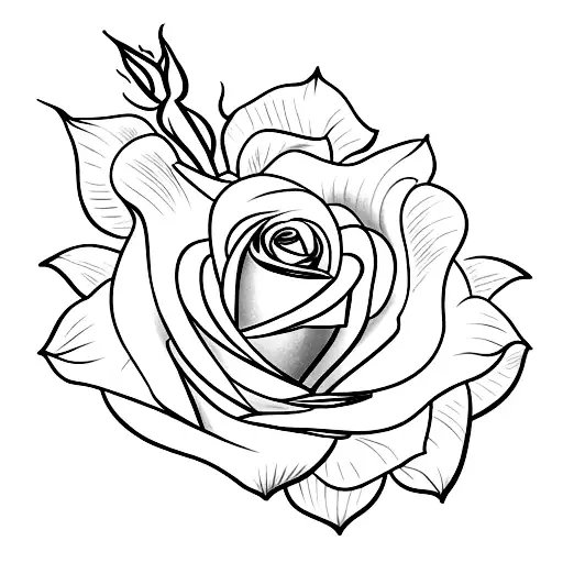 rose with name stem tattoo design idea