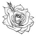 rose with name stem tattoo design idea