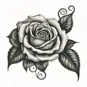 rose music note tattoo design idea