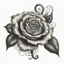 rose music note tattoo design idea