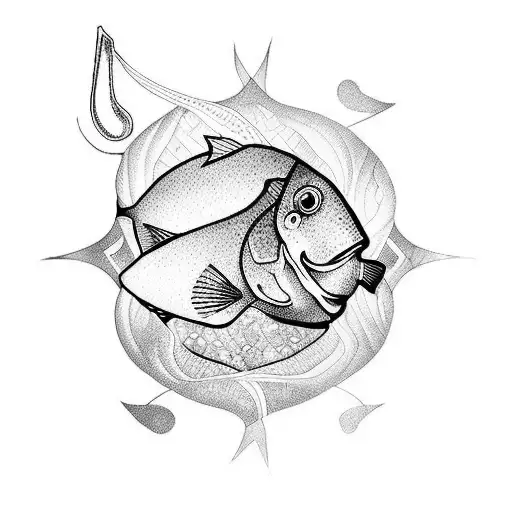 outlines fish holding a sword tattoo design idea