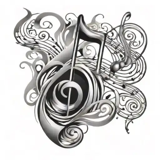 broken and beautiful tattoo design incorporating musical notes tattoo design idea