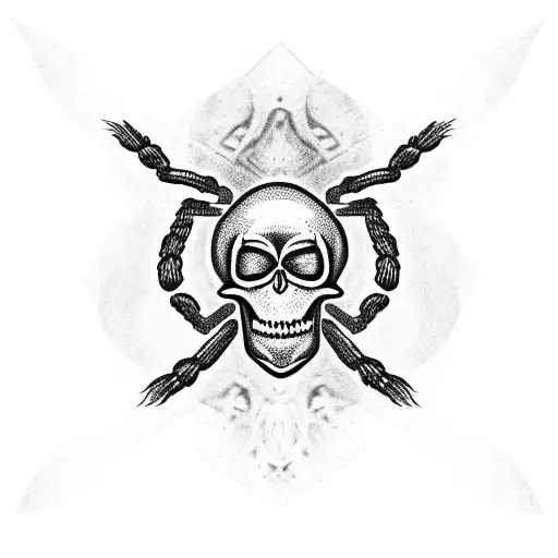 Scary spider with skull body tattoo design idea