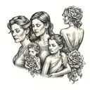 mother and two daughters  tattoo design idea