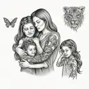 mother and two daughters  tattoo design idea