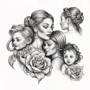 mother and two daughters  tattoo design idea